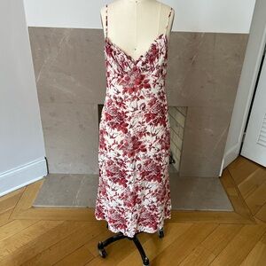 Floral Red and White Dress